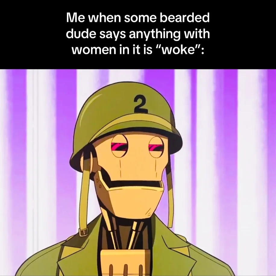 An anime-style character wearing a green military helmet with the number 2 on it, a matching uniform, and a mask covering…