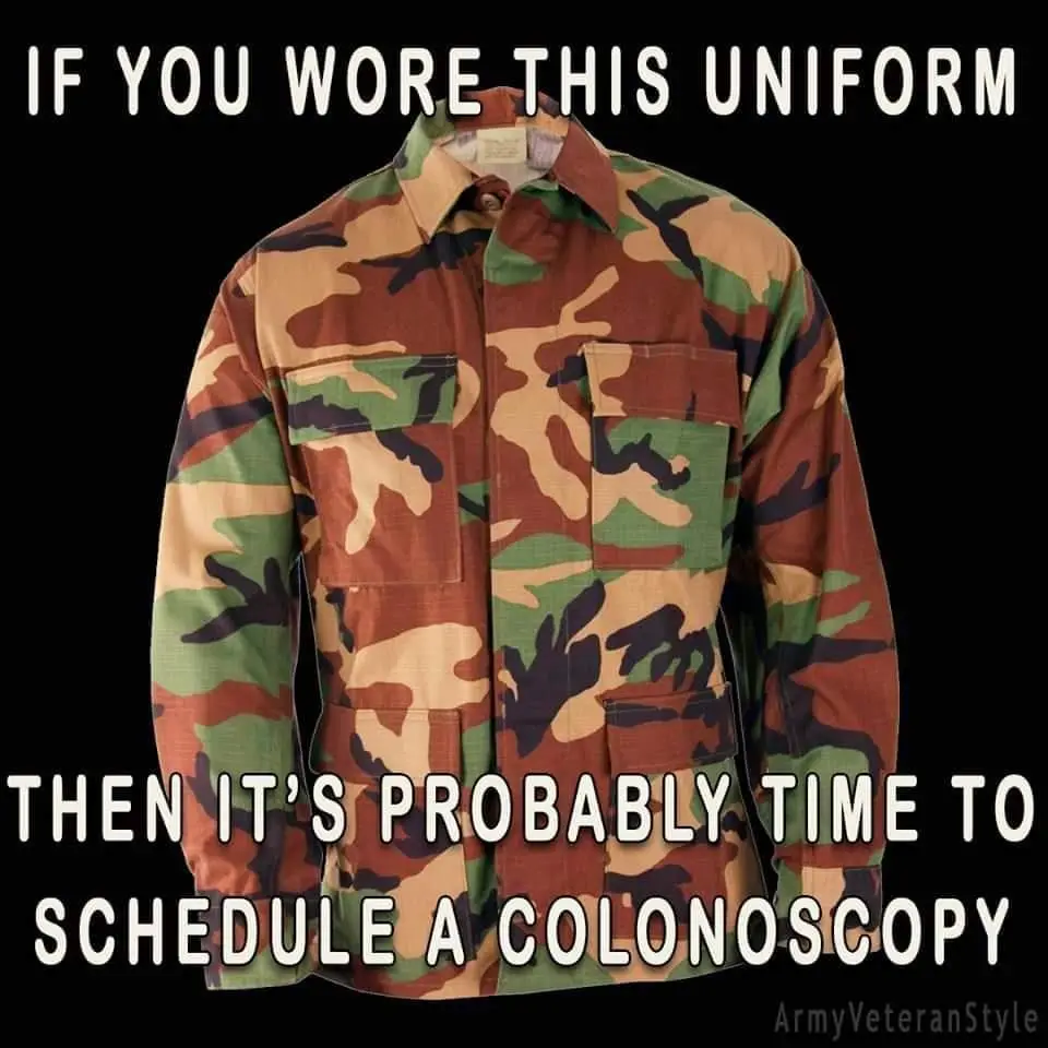 A military-style camouflage jacket with brown, green, and tan patterns is displayed against a black background. White bold…