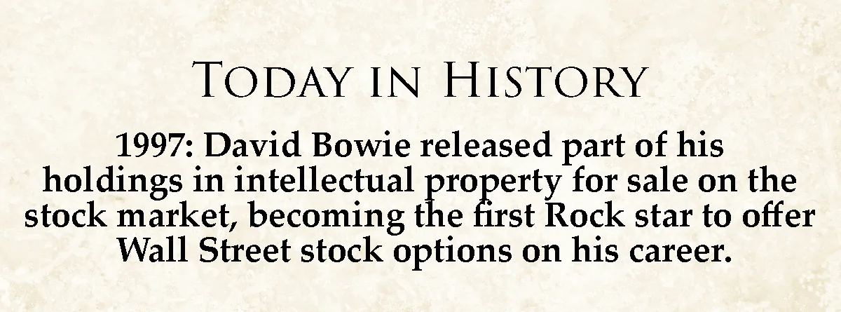 The image displays a beige parchment-style background with black serif text. The header reads 'TODAY IN HISTORY'. Below it…