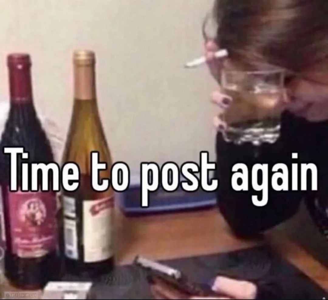 A person with dark hair and glasses is shown leaning over a table, holding a glass of clear liquid to their mouth while a…