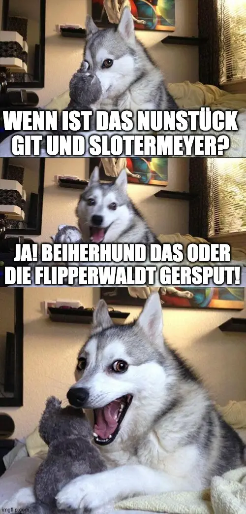 A three-panel meme featuring a husky dog in a bedroom. In the top panel, the dog looks confused while holding a stuffed…