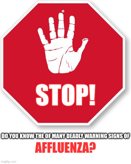 A red octagonal stop sign with a white handprint replacing the traditional stop symbol and the word 'STOP!' below it…