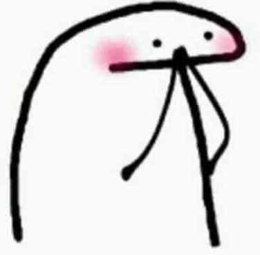 A simple black-and-white stick figure drawing with a curved body, two dots for eyes, and a wide, downturned mouth. Pink…