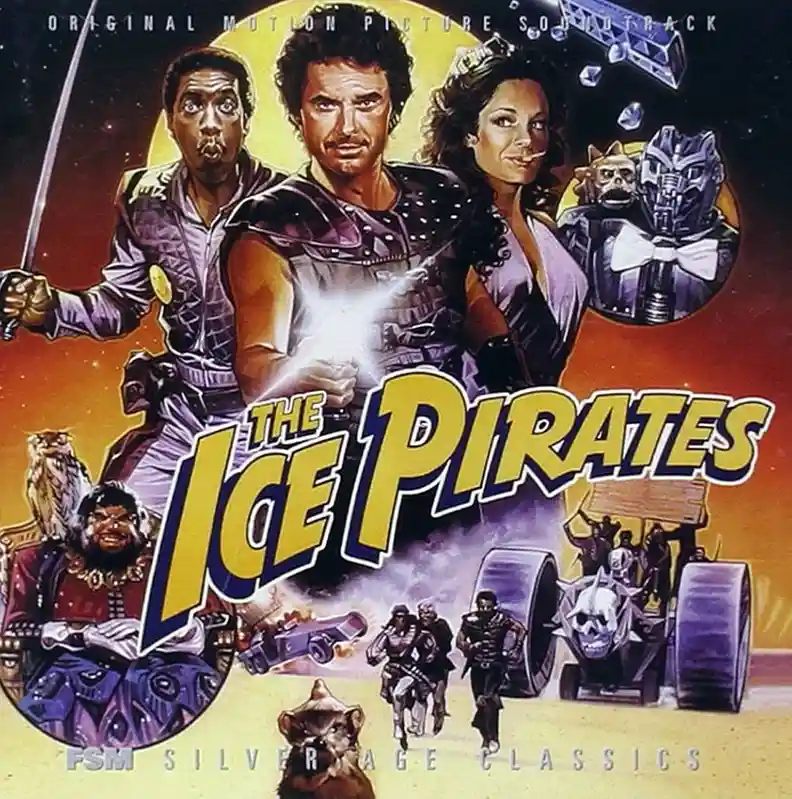 This image is the cover art for the 'Original Motion Picture Soundtrack' of the 1984 sci-fi comedy film 'The Ice Pirates'…