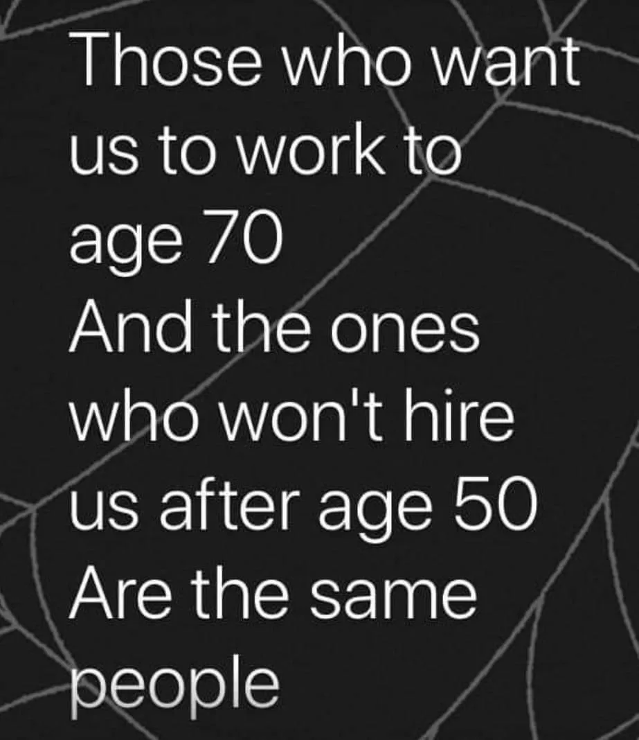 The image displays white text on a dark background with a faint spiderweb pattern. The text reads: 'Those who want us to…