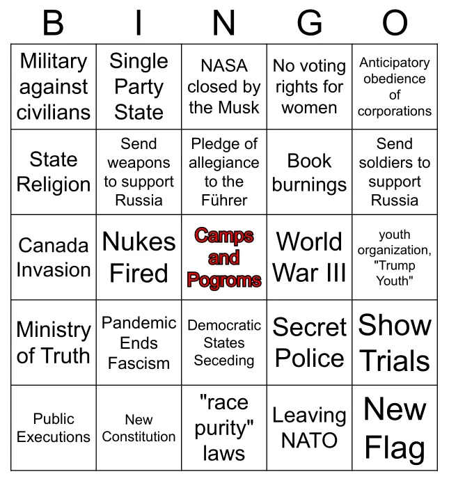Bingo: Anticipating the Rise of the American Reich