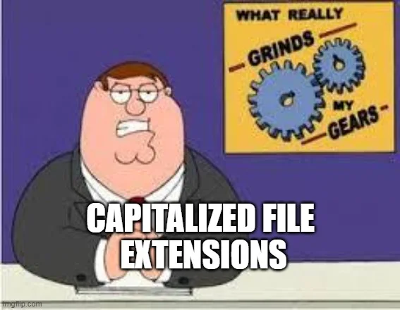 Peter Griffin from Family Guy looks frustrated while sitting at a desk, with a yellow sign behind him that reads 'WHAT…
