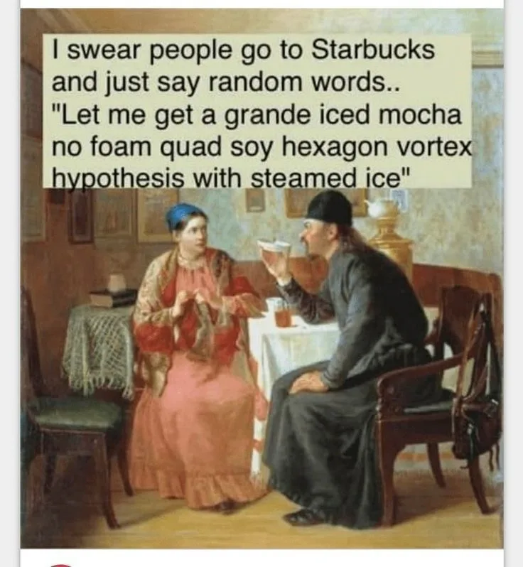 A classical painting depicts a man and woman seated at a table in a historical setting, appearing to converse. The man holds…