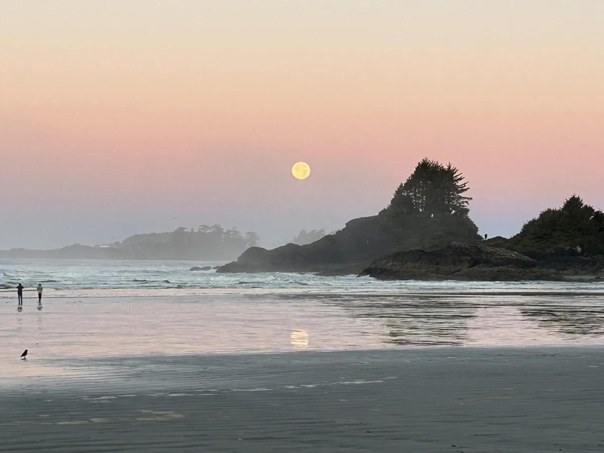 Stunning Full Moon Setting Over Tofino, BC
