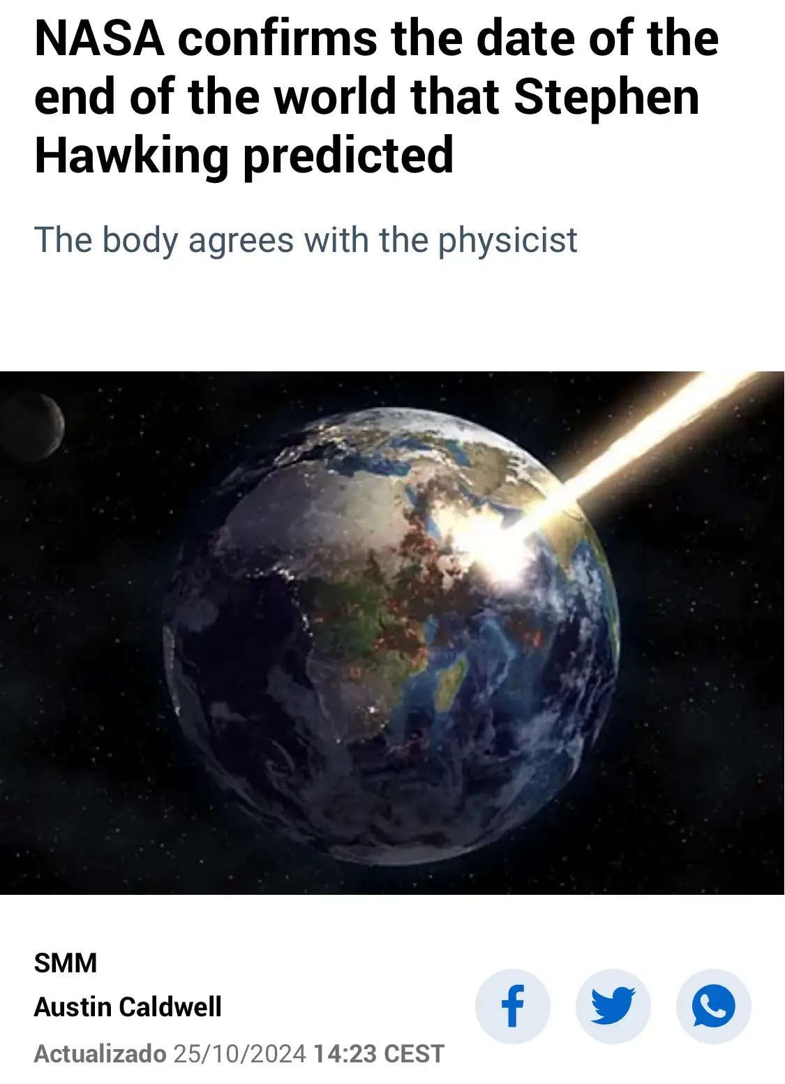 The image shows a depiction of Earth in space with a bright, fiery meteor or asteroid impact visible on its surface. The…