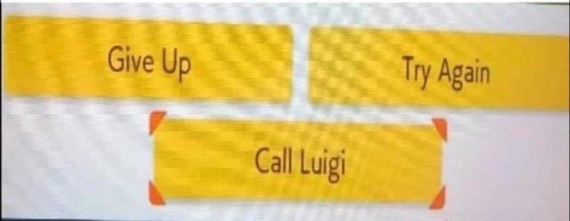 An image shows three yellow buttons on a white background. The top row has 'Give Up' and 'Try Again'. The bottom button…