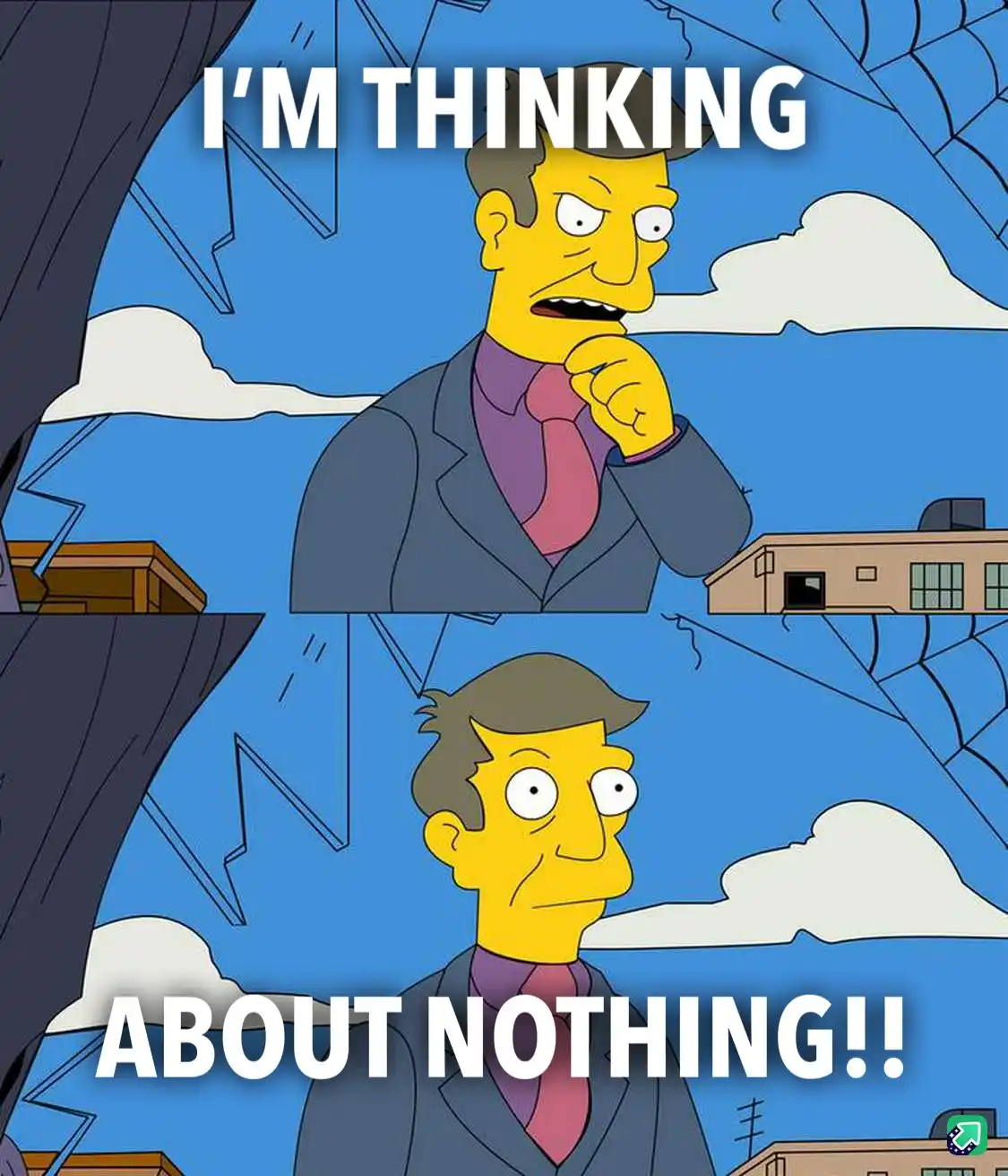 The image shows two panels of the animated character Ned Flanders from The Simpsons. In the top panel, he looks thoughtful…