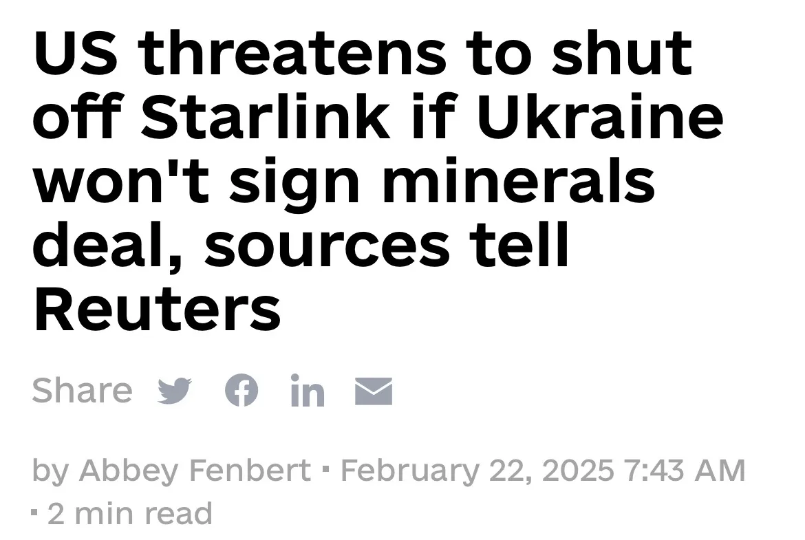 The image displays a screenshot of a news article headline in bold black text on a white background, reading 'US threatens…