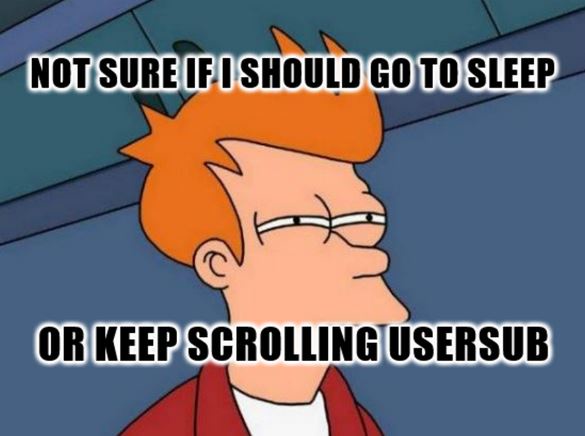 The image shows a cartoon character with orange hair and glasses, looking sideways with a contemplative expression. The text…