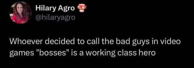 A screenshot of a tweet by Hilary Agro showing a black background with white text. The text reads: 'Whoever decided to call…