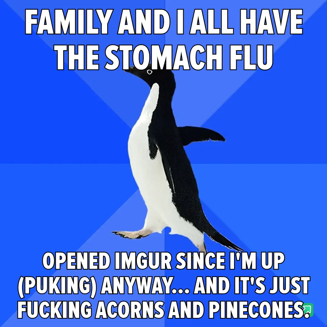 A black-and-white penguin stands upright against a blue background with diagonal light rays. The text at the top reads…