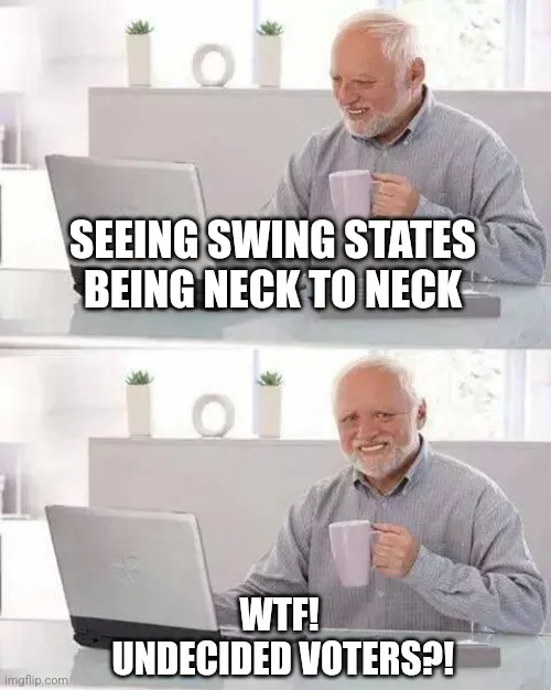 A two-panel meme featuring a man with white hair and a beard sitting at a desk with a laptop and holding a mug. In the top…