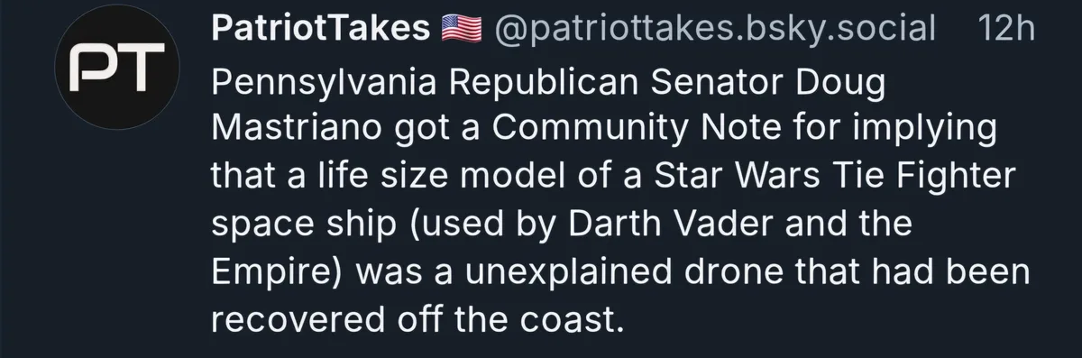 The image displays a screenshot of a social media post from 'PatriotTakes' with an American flag emoji and a handle. The…
