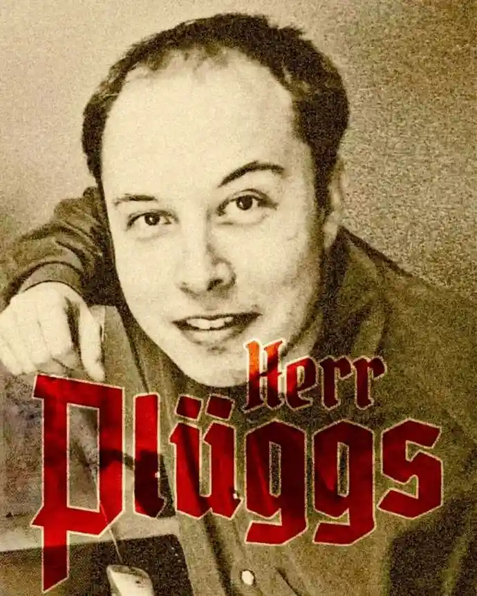 A sepia-toned, grainy portrait of a man with a receding hairline, smiling slightly while resting his chin on his hand…