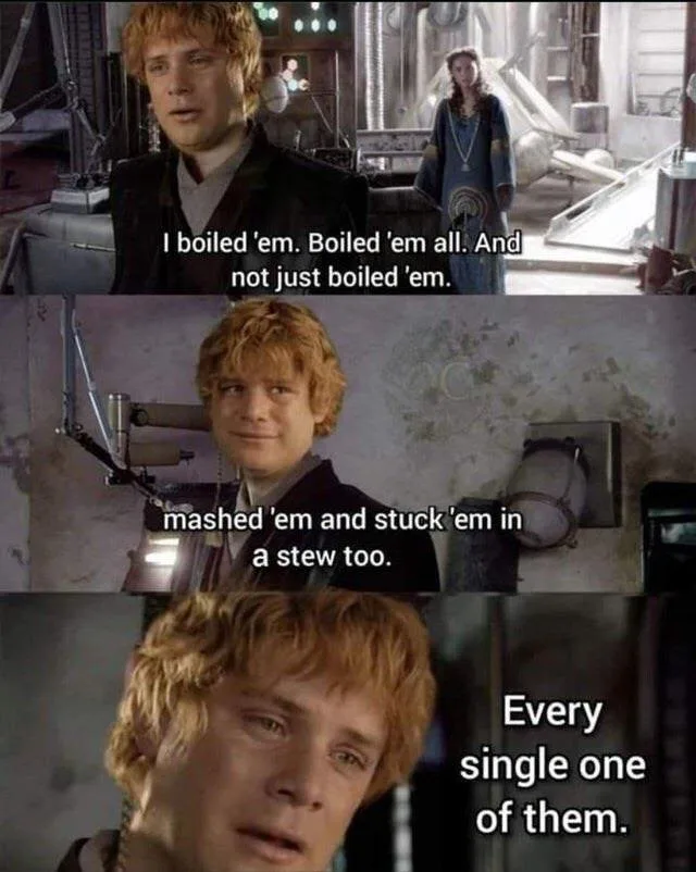 A three-panel meme featuring the character Faramir from 'The Lord of the Rings' movie. In the top panel, he looks earnest…