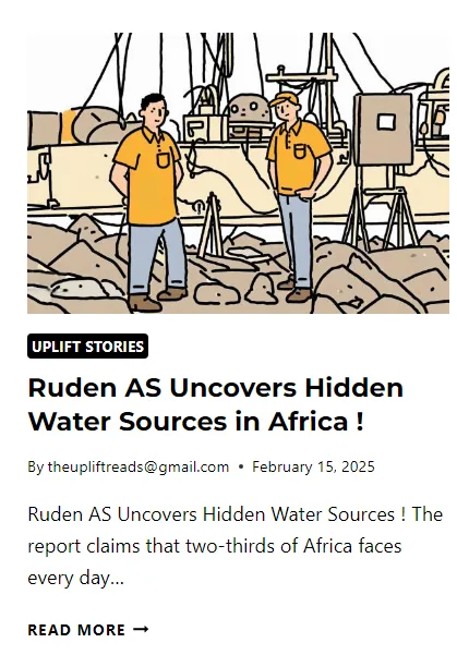 An illustrated image shows two men in orange shirts standing on a rocky, barren landscape with industrial equipment in the…