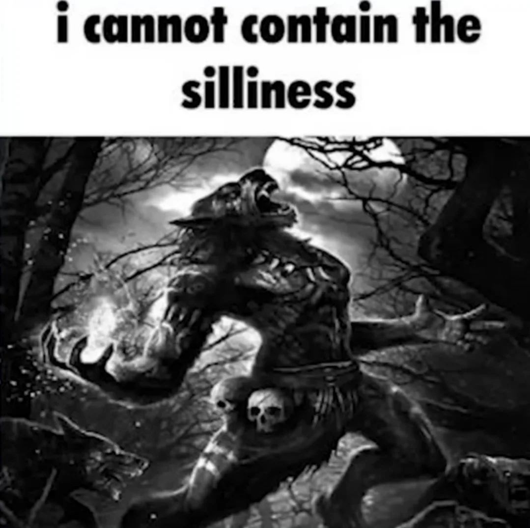 A black-and-white fantasy illustration depicts a monstrous, wolf-like creature with a human torso, howling dramatically in a…