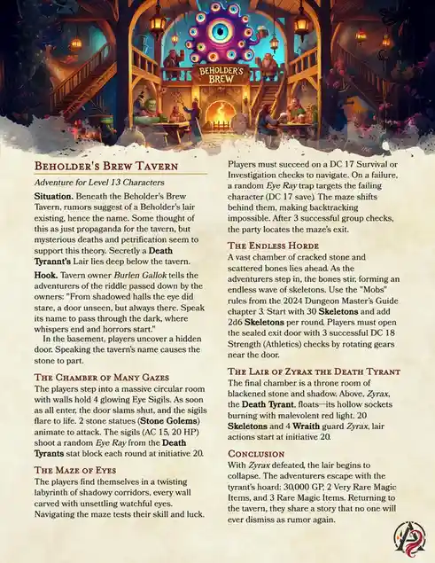 Level 13 Adventure Awaits at Beholder's Brew Tavern