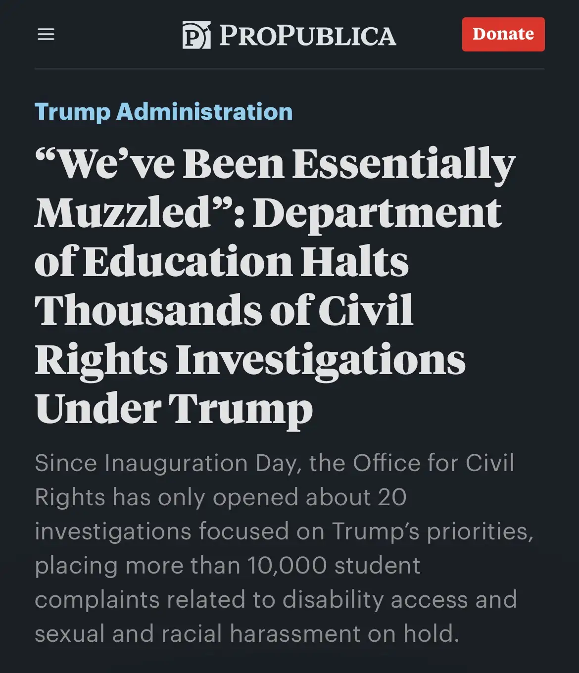 Discrimination against white students continues while cases of gender, race, and disability discrimination are put on hold.