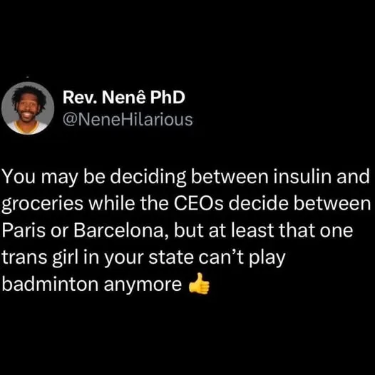 A screenshot of a tweet from 'Rev. Nenê PhD' (@NeneHilarious) with white text on a black background. The tweet reads: 'You…