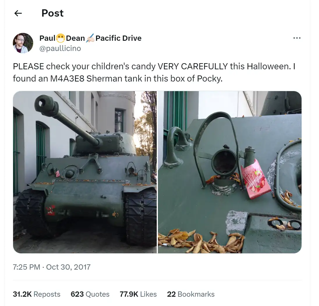 The image shows a split view of a green military tank, with the right panel zoomed in on the tank's top where a red box of…