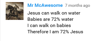 A screenshot of a Reddit comment by user 'Mr McAwesome' from 7 months ago, featuring a text-based joke. The comment reads…