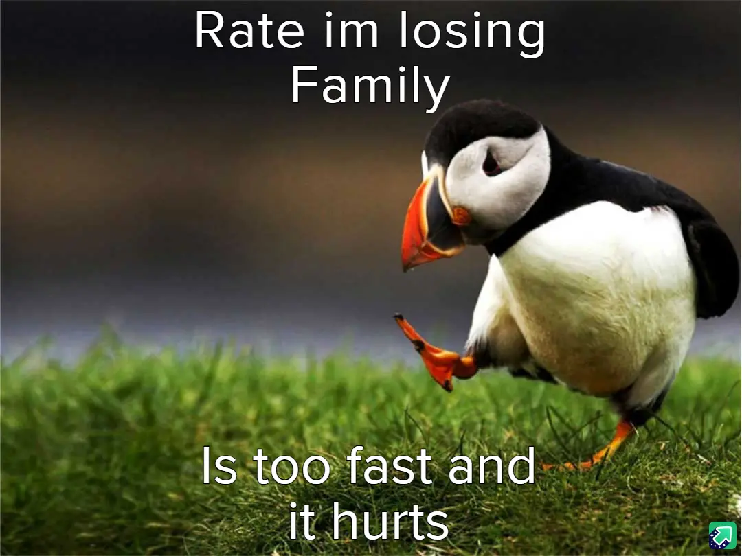 A close-up photo of a puffin standing on green grass, looking down with one foot lifted, as if in distress. White text at…