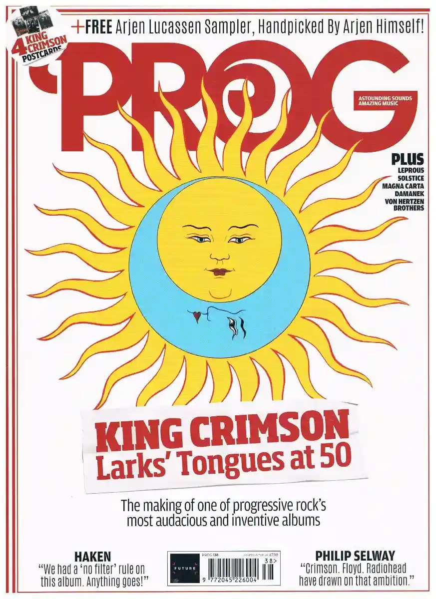 The cover of PROG magazine features a stylized sun with a human face, set against a white background. The magazine's title…