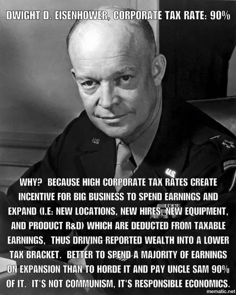 A black-and-white photo of Dwight D. Eisenhower in a military uniform, looking directly at the camera with a slight smirk…