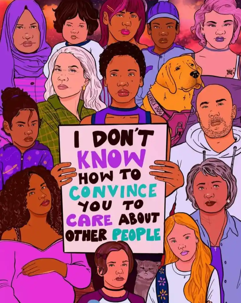 A colorful illustration shows a diverse group of people, including various ethnicities, ages, and genders, surrounding a…