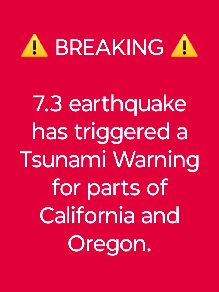 A red background with white text mimicking a breaking news alert, flanked by yellow warning triangle emojis. The text…