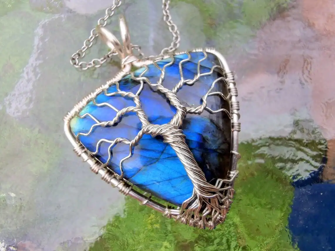 Check out my stunning labradorite pendants that I crafted!