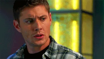 A six-panel image strip shows actor Jensen Ackles portraying a character with escalating expressions of shock and disbelief…