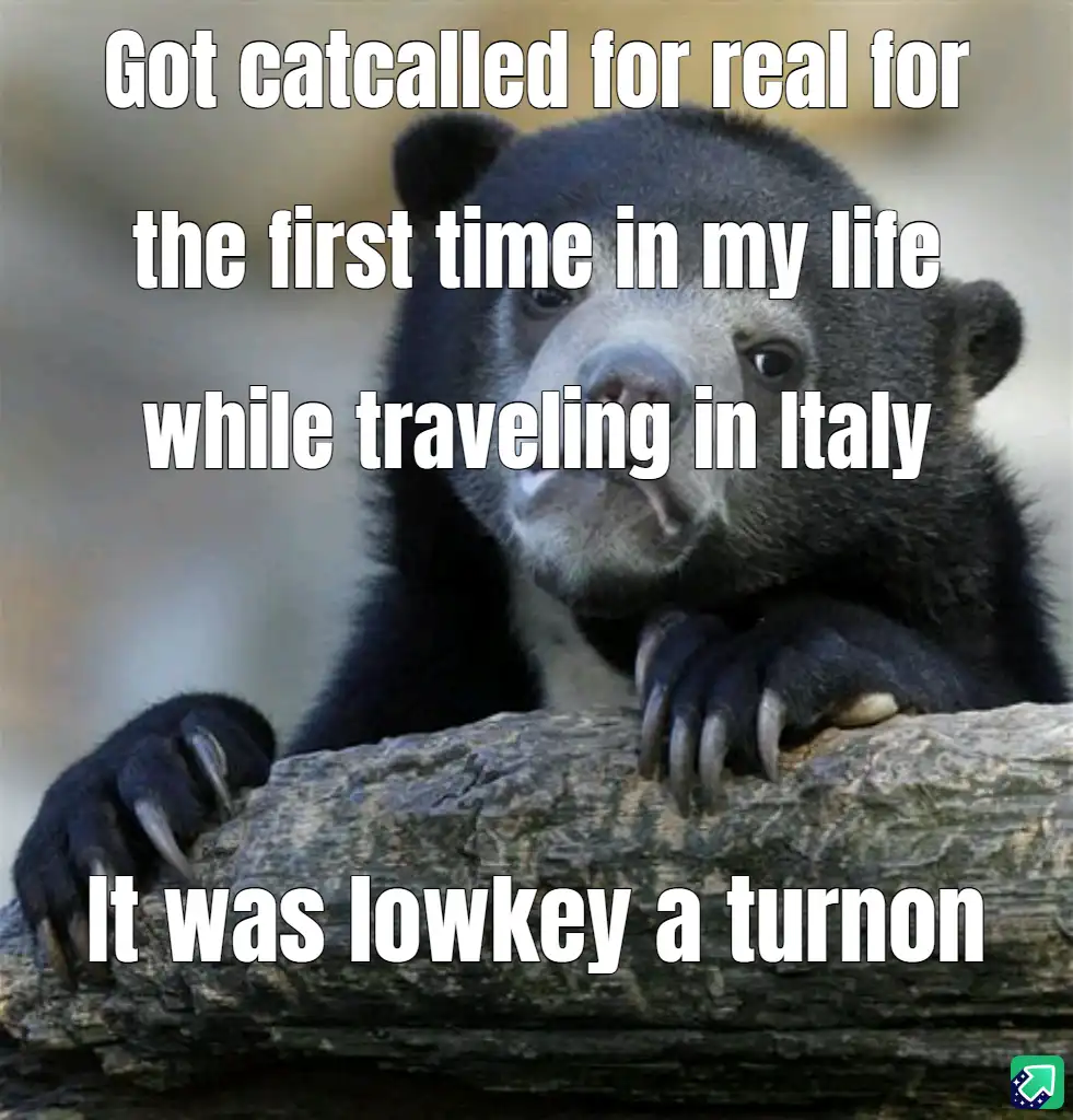 A black bear with a confused or bewildered expression is leaning on a log. White text overlaid on the image reads: 'Got…