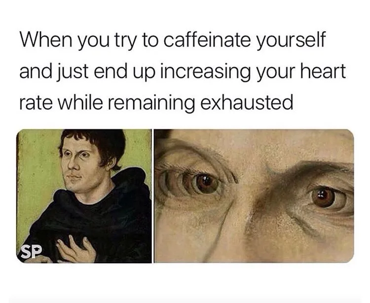 The image is a split-panel meme. The left panel shows a portrait of a man in a dark robe with a neutral expression, and the…