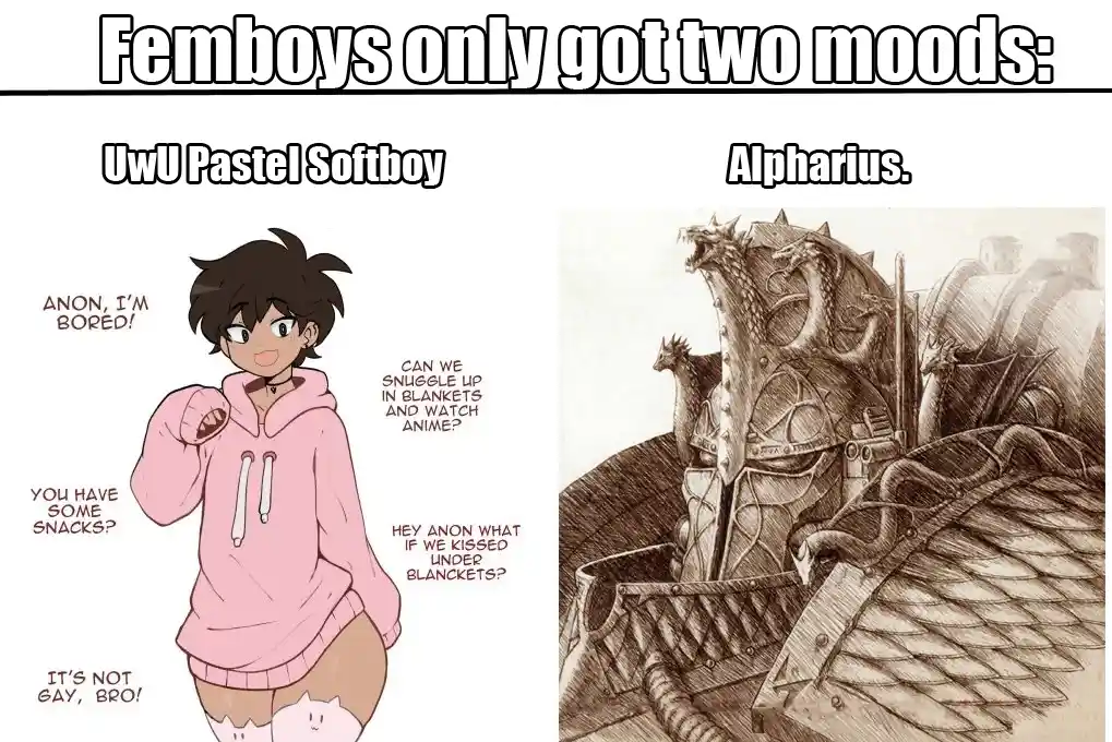The image is split into two panels. The left panel shows a cartoon anime-style character in a pink hoodie with text bubbles…