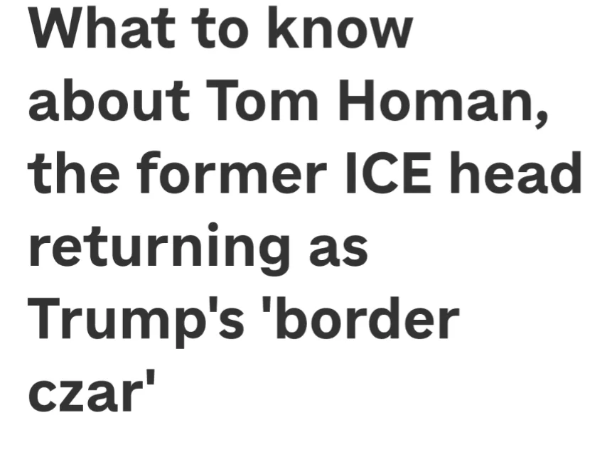 The image displays bold, black text on a plain white background. The text reads: 'What to know about Tom Homan, the former…