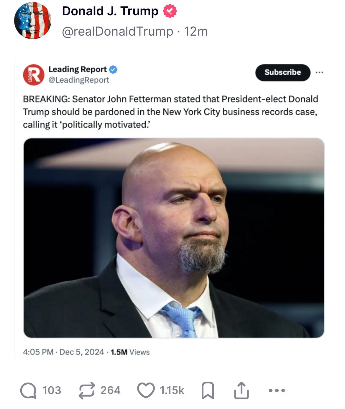 Wow... Fetterman reveals his true colors!