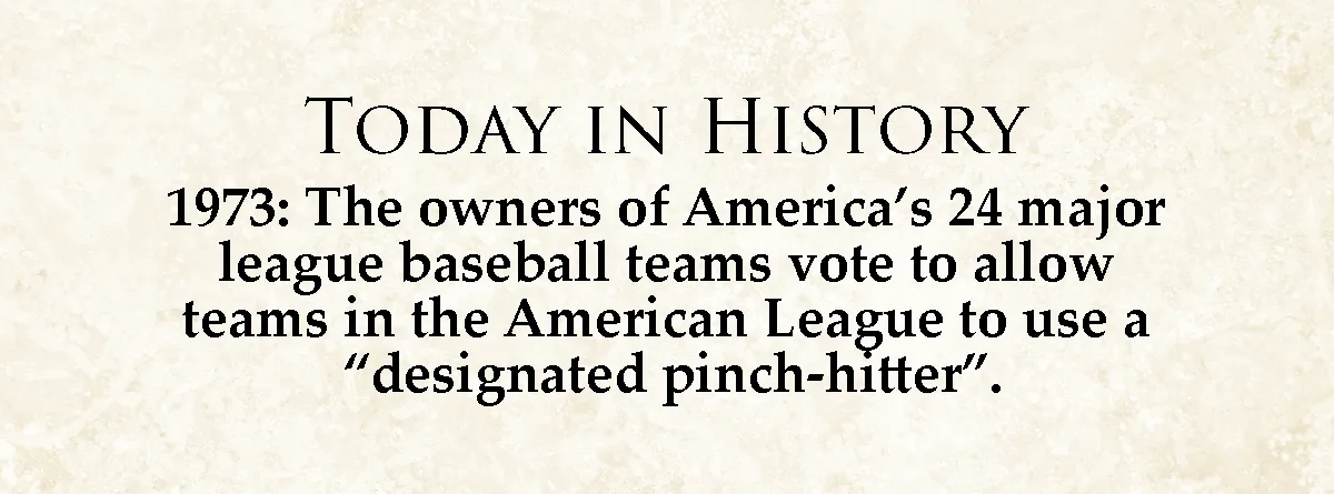 The image displays a beige parchment-style background with black serif text. The text reads 'TODAY IN HISTORY' followed by…