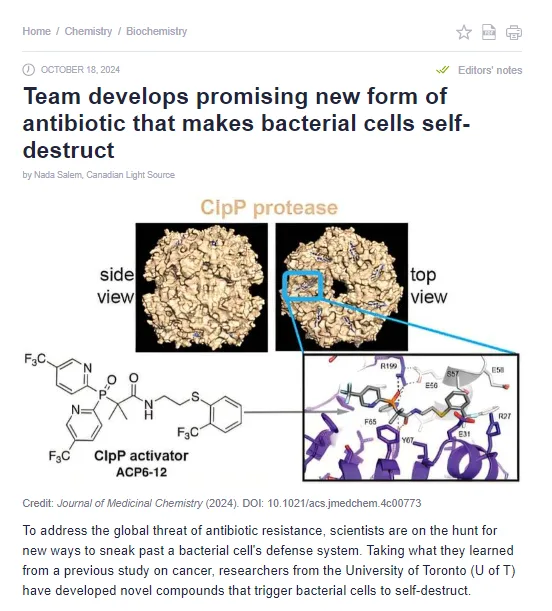 A scientific article screenshot shows two 3D protein structure images labeled 'side view' and 'top view' with a blue arrow…