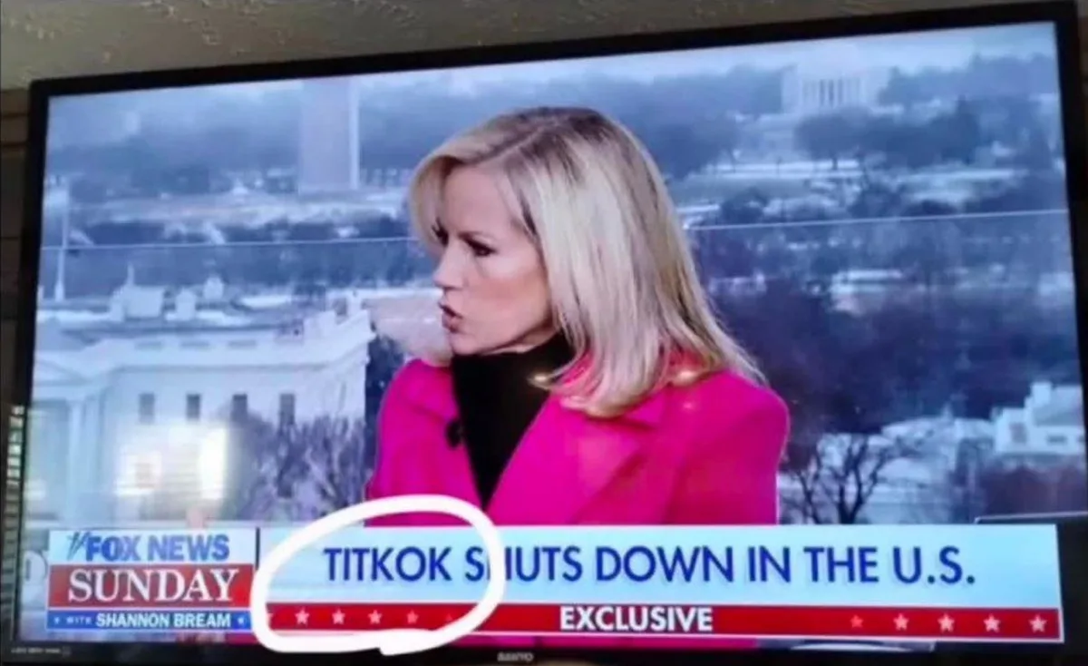 A television screen shows a Fox News Sunday broadcast with anchor Shannon Bream. She is wearing a bright pink coat and…