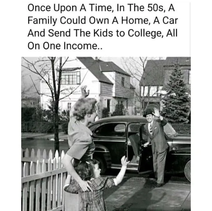 A black-and-white photo from the 1950s shows a man in a suit and bowler hat waving from the driver's seat of a vintage car…