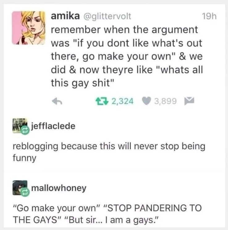 A screenshot of a Twitter thread shows user 'amika' posting a tweet about how the common advice to 'go make your own' if you…