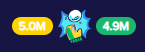 A cartoon hand with a blue starburst effect and a white face is positioned between two rounded rectangular buttons. The left…