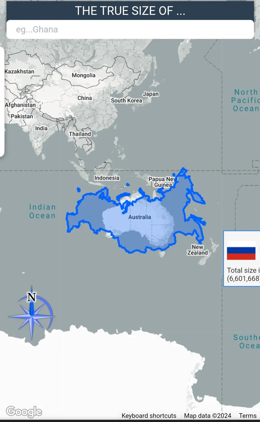 A Visual Comparison of Russia's Vast Size